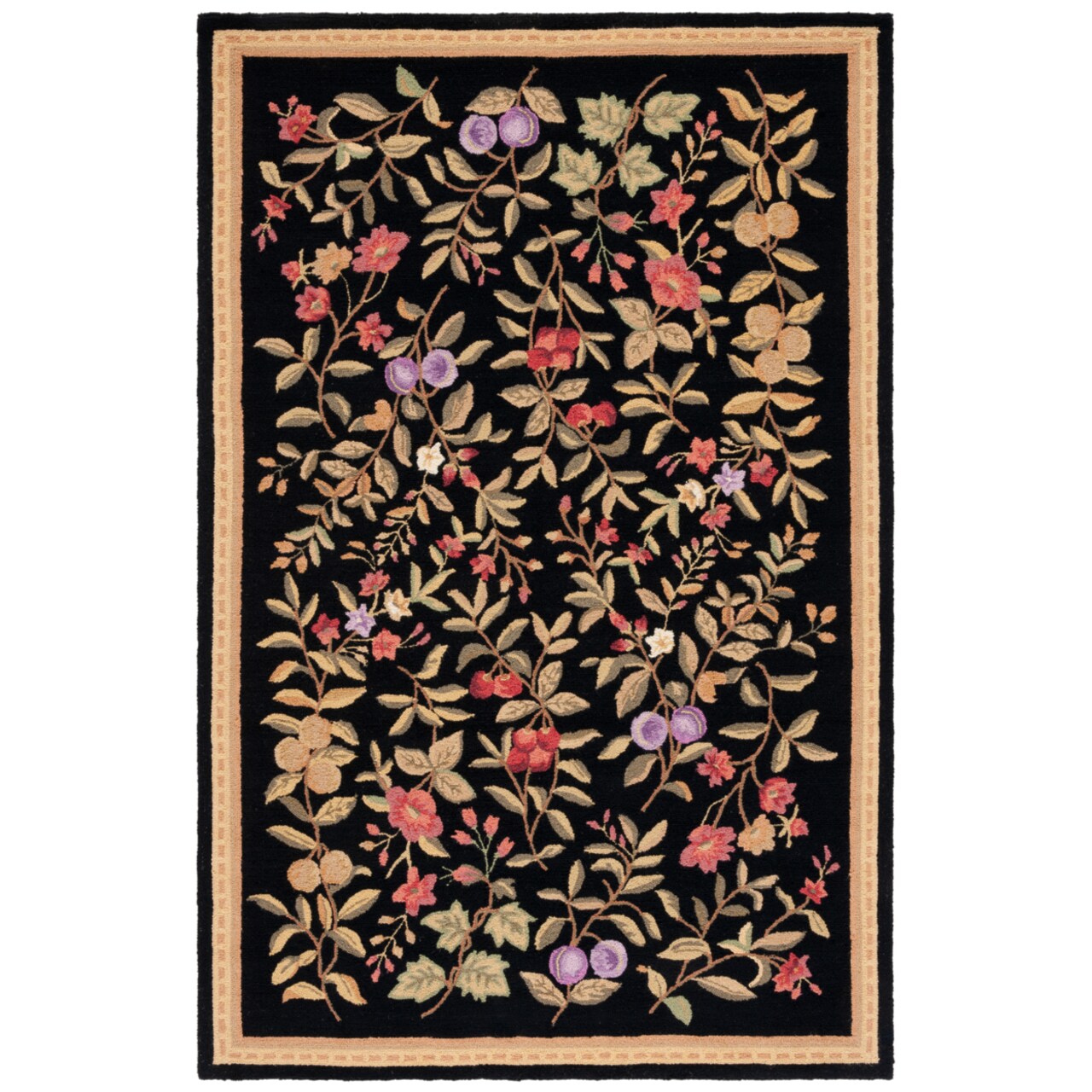 Safavieh Chelsea Collection Hk210B Hand-Hooked Black Rug Hand Hooked Area Rug
